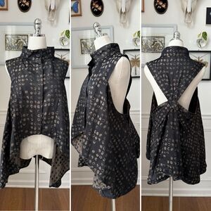 Sun Kim Jenny Vest Black Taupe Dot Avant Garde Lagenlook S